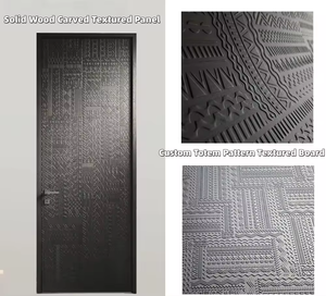 Panneau mural décoratif en bois massif sculpté en 3D sur mesure, revêtement mural en bois texturé, motif totem, fond mural pour hall d'hôtel - Product Image 5