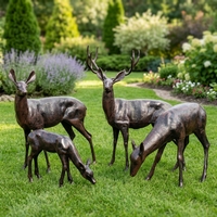 Statue de cerf et de cerbière en bronze grandeur nature pour jardin, à vendre