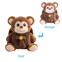 CPC Sacs d'école pour enfants Peluches Sac à dos en peluche Lapin Épaule Sac à bandoulière Singe Peluche Poupée Animal Peluche Sac à dos