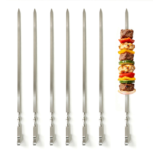 Accessori Premium per Barbecue, Spiedini in Metallo per Grigliare, Spiedini per Kebab in Acciaio Inox con Punta e Manico per Campeggio all'Aperto - Product Image 1