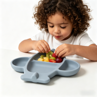 Assiette d'alimentation souple en silicone de qualité alimentaire pour tout-petits, avec ventouse, pour 6-12 mois, réutilisable, non toxique, compatible lave-vaisselle, vente en gros personnalisée