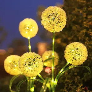 Lampes de jardin extérieures Lampes solaires à triple pissenlit étanches à la pluie Prise de terre Ampoules à fleurs pour pelouse Ambiance paysagère Lumières décoratives