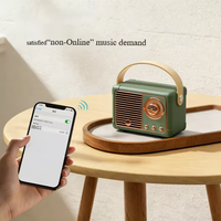 Haut-parleur portable rétro 5W avec son stéréo 3D, chargement sans fil, radio FM, pour home cinéma et fêtes en extérieur