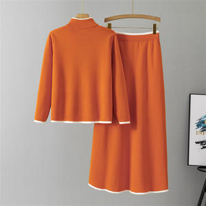 GX15005 Mode 2025 Herbst Winter Damenbekleidung Großhändler Streetwear Eleganter Langarm-Blazer und Maxi-Strickrock 2-teiliges Set - Product Image 2