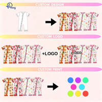 Combinaison bébé en viscose de bambou Yiying, manches courtes, pantalon long, volants en dentelle, double fermeture éclair, imprimé personnalisé, pyjama pour nourrissons