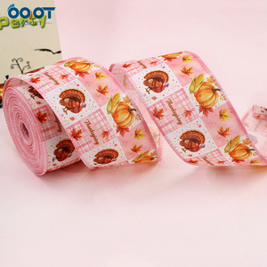 Pita Renda Pink Thanksgiving dengan Motif Kalkun, Labu, Jagung, dan Kotak-kotak Pink Putih untuk Hiasan Pintu, Karangan Bunga, dan Hadiah - Product Image 3