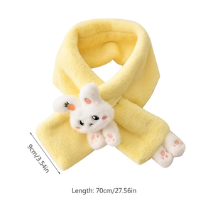 Châle <span class=keywords><strong>en</strong></span> fausse peluche jaune ultra doux pour l'hiver chaud et épais avec un joli lapin blanc pour filles - Product Image 4