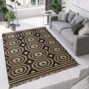 Tapis de jute en laine Kilim Premium motif géométrique tapis tissé à la main pour intérieurs de maison élégant pour salon chambre salle à manger - Product Image 1