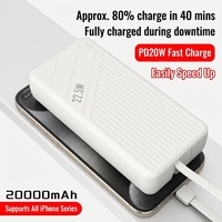 Batterie externe 20000mAh 22.5W à charge rapide avec câble intégré, indicateur de batterie LED, chargeur de téléphone portable, directement de l'usine