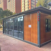 Bangunan Kontainer Prefabrikasi Modular Gaya Cina dengan Pintu Kaca, Pelapis Kayu, Atap Tradisional untuk Penggunaan Komersial