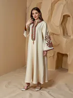 Vierwege-Stretch-Kleid mit Stickerei, Elegantes Langes Kleid mit Kordel-Stickerei, Original Fabrik-Direktvertrieb OEM