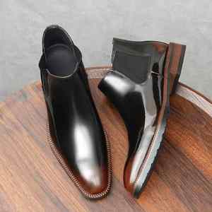 Botas de Hombre con Punta Cuadrada, Estilo Británico Retro, Casuales y Elegantes, Botas de Tobillo Formales de Negocios de Alta Calidad - Product Image 5