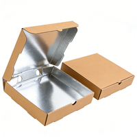 Boîte à pizza en carton à trois couches avec doublure en aluminium, pour restaurant, emballage alimentaire en gros, logo personnalisé