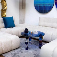 Table basse en cristal de luxe haut de gamme, moderne, ronde, avec plateau en verre transparent coloré, pour salon et villa