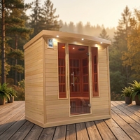 Sauna de infrarrojos lejanos Big Bear para 4 personas, comercial, moderna, ecológica, de bajo EMF, de madera maciza, ligera y de fácil operación.
