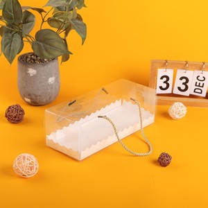Gâteau PET transparent pour boîte d'emballage en rouleau <span class=keywords><strong>suisse</strong></span> Boîte-cadeau de Cupcake pliable et portable avec poignée - Product Image 4