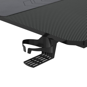 Bureau de jeu noir pour <span class=keywords><strong>gamer</strong></span>, avec plateau en fibre de carbone, accessoires de rangement multifonctionnels, configuration PC, salle de jeu - Product Image 6