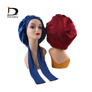 <span class=keywords><strong>Bonnet</strong></span> de nuit en satin de soie réglable avec lien et écharpe, logo personnalisé, faible MOQ - Product Image 4
