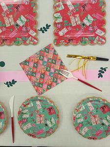 DAMAI Christmas Customized Party Tableware Set Disposable Christmas Santa <b>Ring</b> Bow Knot Gift Box Pattern Disposable Paper <b>Plates</b> - Product Image 4