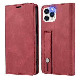 Fundas Magnetic Flip Wristband Wallet PU Leather Cover Phone Case For Samsung S24 Ultra S23 S22