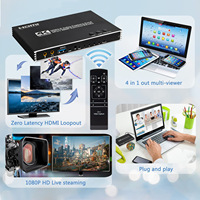 Écran quadruple 4 canaux Hardrock pour splitter avec USB et connecteurs pour cartes de capture (métal)