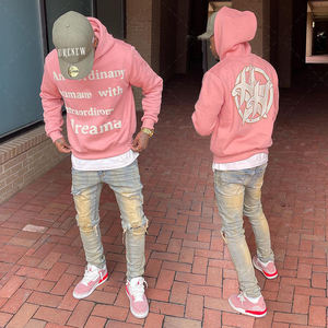 Sifot Wholesale Oem Street Wear Vintage Heavyweight Oversized Custom Logo <b>Zip</b> Collar Fleece French Terry <b>Men</b> Puff Print <b>Hoodies</b> - Product Image 1