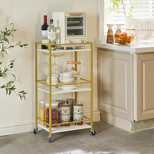 Cross-border household three-layer mobile dining <b>cart</b>, multi-functional beverage <b>storage</b>, simple and large capacity trolley - Product Image 1