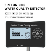 Testeur de qualité de l'eau en ligne 5 en 1, multiparamètres, aquarium, capteur de pH/TDS/EC/température/humidité, précision 0,05pH, écran LCD, OEM