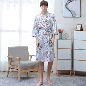 Robe de nuit en soie glacée pour femme, vêtement féminin, imprimé, grand peignoir pour homme, pour la maison, pour <span class=keywords><strong>couple</strong></span> - Product Image 6