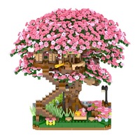 Ensemble de jouets d'architecture DIY Gare de Sakura 609 Miniature Blocs de construction à petites particules Maison dans les arbres romantique Cadeau pour adultes