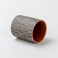 Pot à bougie en céramique émaillée rouge de forme cylindrique, fait main, populaire, avec impression bicolore pour la décoration intérieure