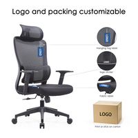 Chaise de bureau ergonomique en maille à dossier haut avec support lombaire réglable pour longues heures de travail assis