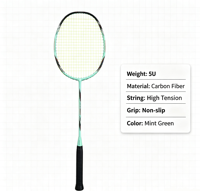 Raquette de badminton 5U entièrement en carbone, poignée G6, 30 LBS, haute tension