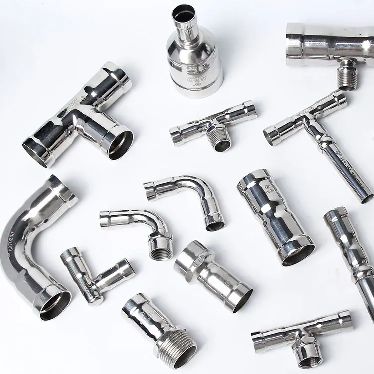 pipe fittings names ss 304 316 steel water supply pipe fitting instead of copper PVC B press V profile plumbing fittings