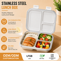 Aohea Boîte à lunch pour enfants à haute portabilité, 3 compartiments, en acier inoxydable, étanche, sans BPA, pour l'école