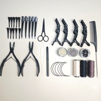 Kit complet d'accessoires pour extensions de cheveux - Pinces à micro-perles + Crochets à boucle + Pinces de sectionnement