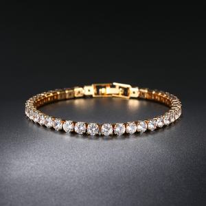 2025 18K Gold Plated 3mm Cubic Zirconia Classic Tennis Bracelet Men's Customizable <b>Engraving</b> Trendy Jewelry - Product Image 4