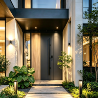 Porte d'entrée de luxe, design moderne, haute sécurité, porte extérieure, entrée moderne, portes en bois et en aluminium à double vitrage pour maisons