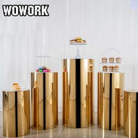 WOWORK usine or fer métal plinthe cylindre tables à gâteaux socle rond pour mariage fête d'anniversaire décoration