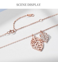ALICE Perhiasan Asli Perak Sterling S925 Kalung Liontin Berbentuk Daun Elegan Hadiah Ulang Tahun untuk Wanita Kalung Statement
