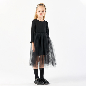 RTS Wholesale Fall Colorful Round Neck Tulle Casual Long Sleeve <strong>Kids</strong> Baby Girls <strong>Dress</strong> for 3-8 Years - Product Image 2