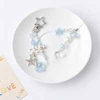 Dauphin Perles Téléphone Charme Bleu Thème Perlé Porte-clés Doux Exquis Sac À Dos Décoration Accessoires Cadeaux
