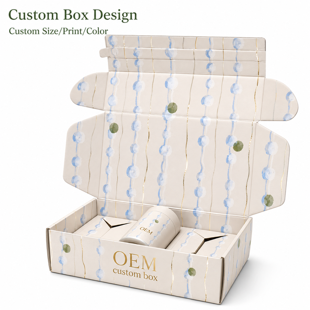 Custom Luxury Eco-Friendly Corrugated Mailer Box with UV Coating Insert for Cosmetic Sets Skincare Gift Shipping False Eyelashes