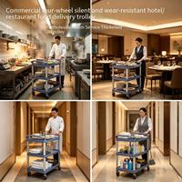 Chariot de livraison de restaurant mobile à trois étages, chariot commercial avec frein, chariot à roulettes