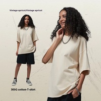 Collection Printemps/Été Homme : Nouveau T-shirt 100% Coton 305g, Lavage Vieilli, Manches Courtes, Style Américain Rétro, Coupe Ample