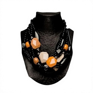 Collier bohème en résine de jade avec chaîne plaquée or et accents en pierre naturelle, bijoux de mode unisexe, cadeau de fête pour femme - Product Image 6