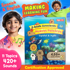 ELETREE Libro Electrónico Bilingüe <span class=keywords><strong>Español</strong></span>-Inglés de 420 Palabras, Conociendo Nuevas Palabras, Juguete Educativo Musical, Libro de Sonido para Niños - Product Image 1
