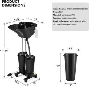 Lavabo portátil para lavado de cabello con altura ajustable y desagüe para salón de belleza - Product Image 6