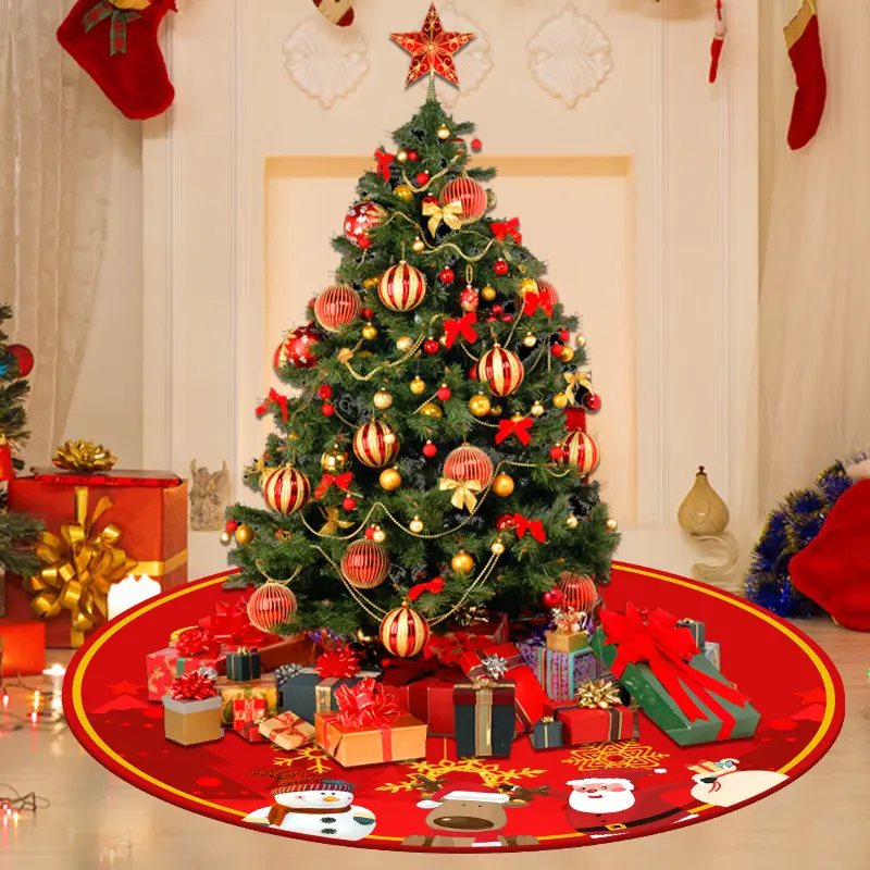 थोक कालीन सस्ते दौर ग्रीन लाल सफेद सांता लट गलीचा क्रिसमस पेड़ परिपत्र गलीचा विरोधी पर्ची चटाई क्रिसमस पेड़ स्कर्ट