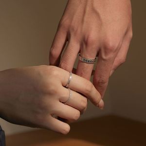 Dylam Classic Design Women Men <b>Couple</b> Jewelry <b>Ring</b> S925 Silver Dazzle 5A Cubic Zirconia Diamond Lover Bridal Engagement <b>Rings</b> - Product Image 3